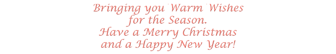Bringing you warm wishes for the season. Have a Merry Christmas and a Happy New Year!